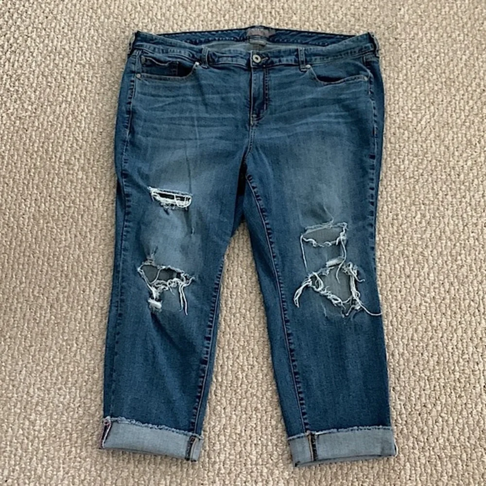 Torrid Distressed Crop Boyfriend Jean